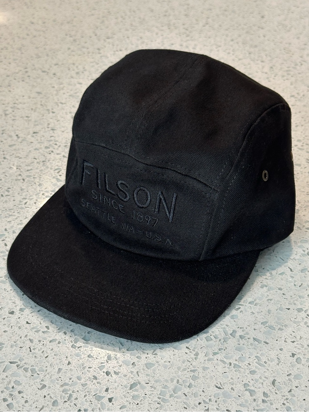Filson Cotton Canvas 5 Panel Cap in Black